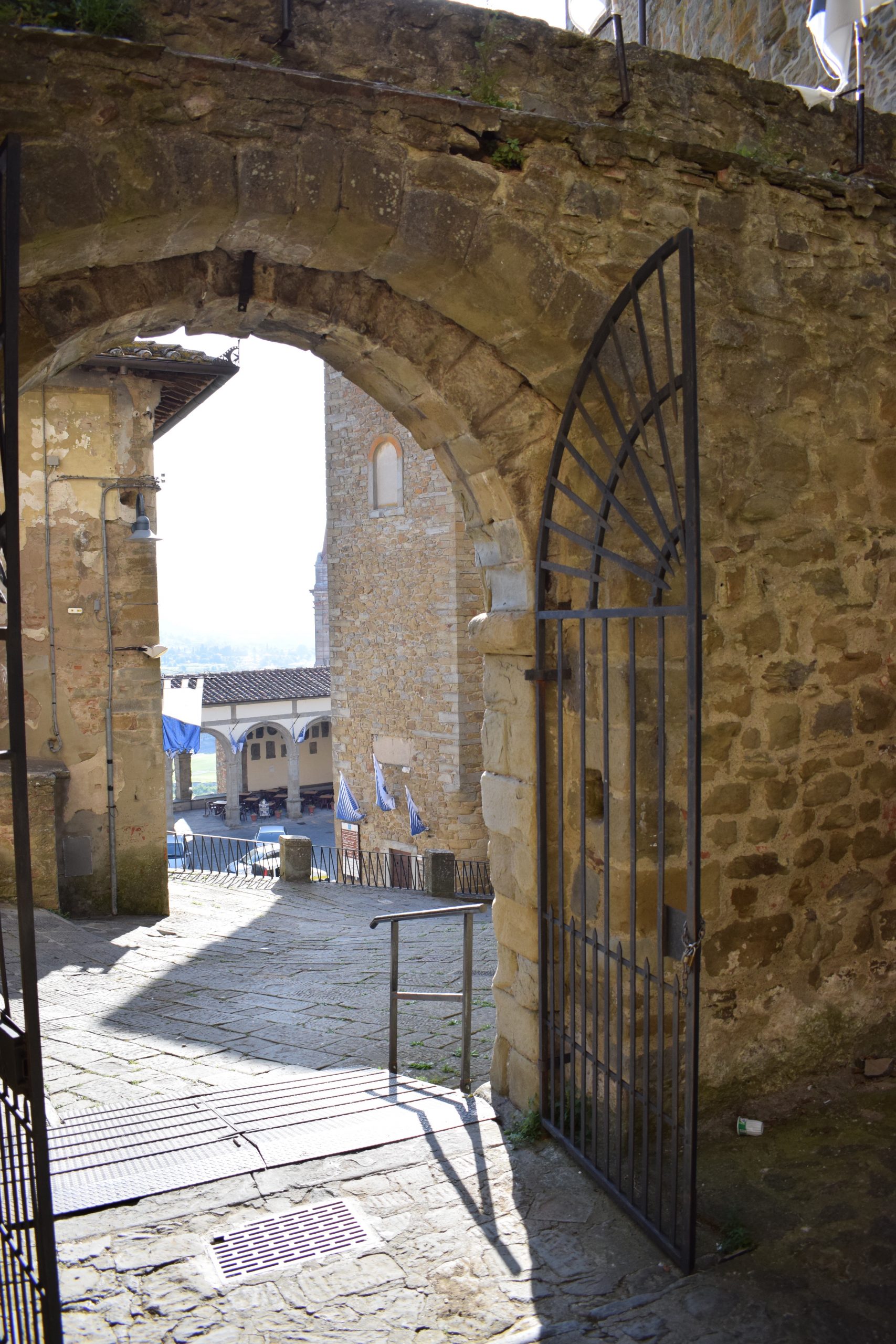 Looking down at the Loggiato from way up by the Library and the old Etruscan grounds